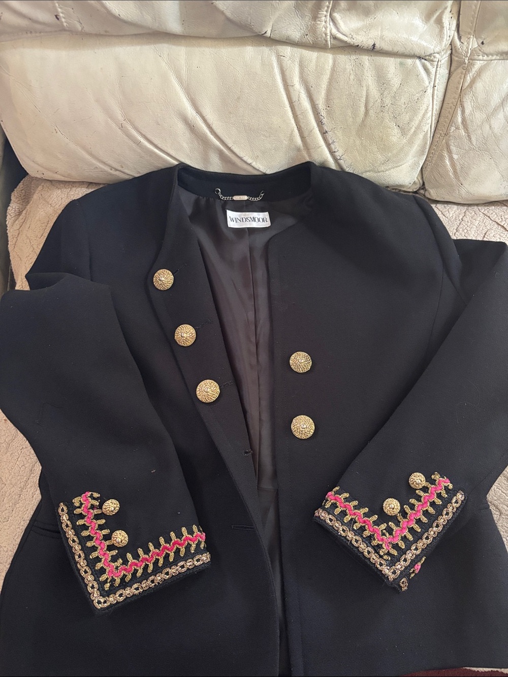 Windsmoor Black Embroidered Military-Style Blazer